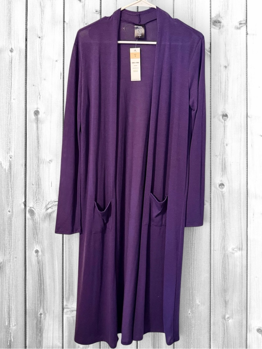 🌼Agnes & Dora Long Open Front Cardigan in Deep Purple